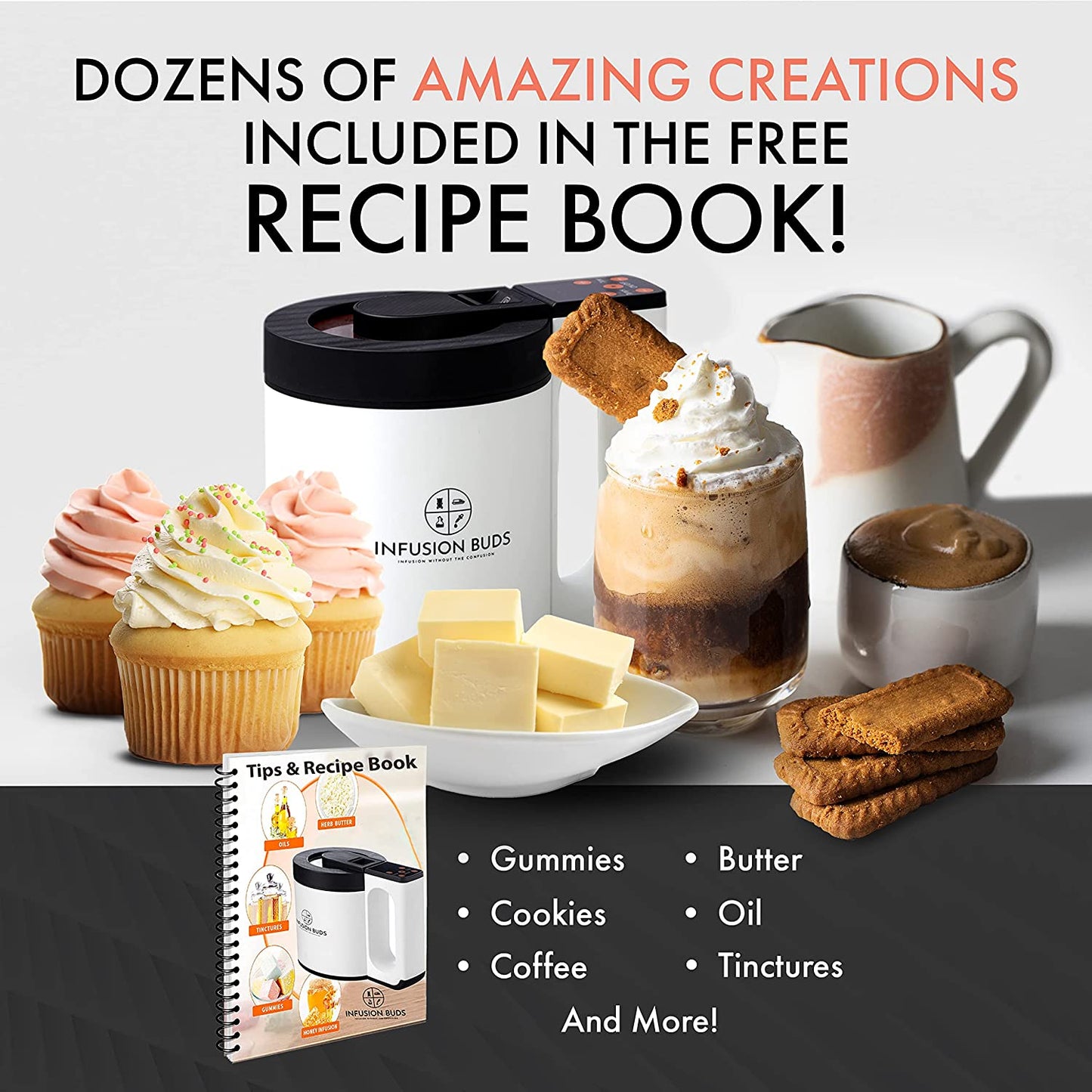 Infusion Buds 2-In-1 Decarboxylator and Butter Infuser Machine- Canna Butter Maker Machine | Herbal Butter & Oil Infuser Machine - Herbal Recipe Book & All Accessories Included