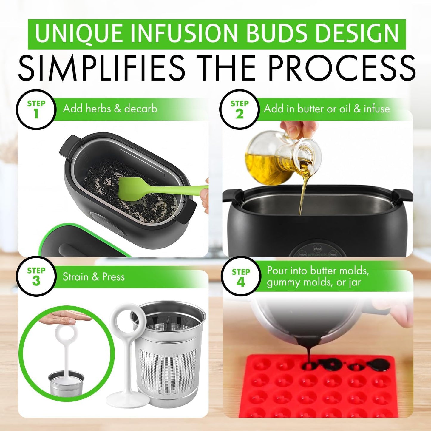 2-In-1 Magical Infuser Machine, Herb Decarboxylator & Gummy Maker. Butter maker Machine for creating Infused Butter, Gummies, Herbal Oil & More. Recipe Book & All Accessories