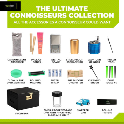 Large Premium Bamboo Storage Box with Combination Lock- Removable Sliding Tray Roll Kit with Paper Dispenser, 21 Acessories & Ergonomic Design