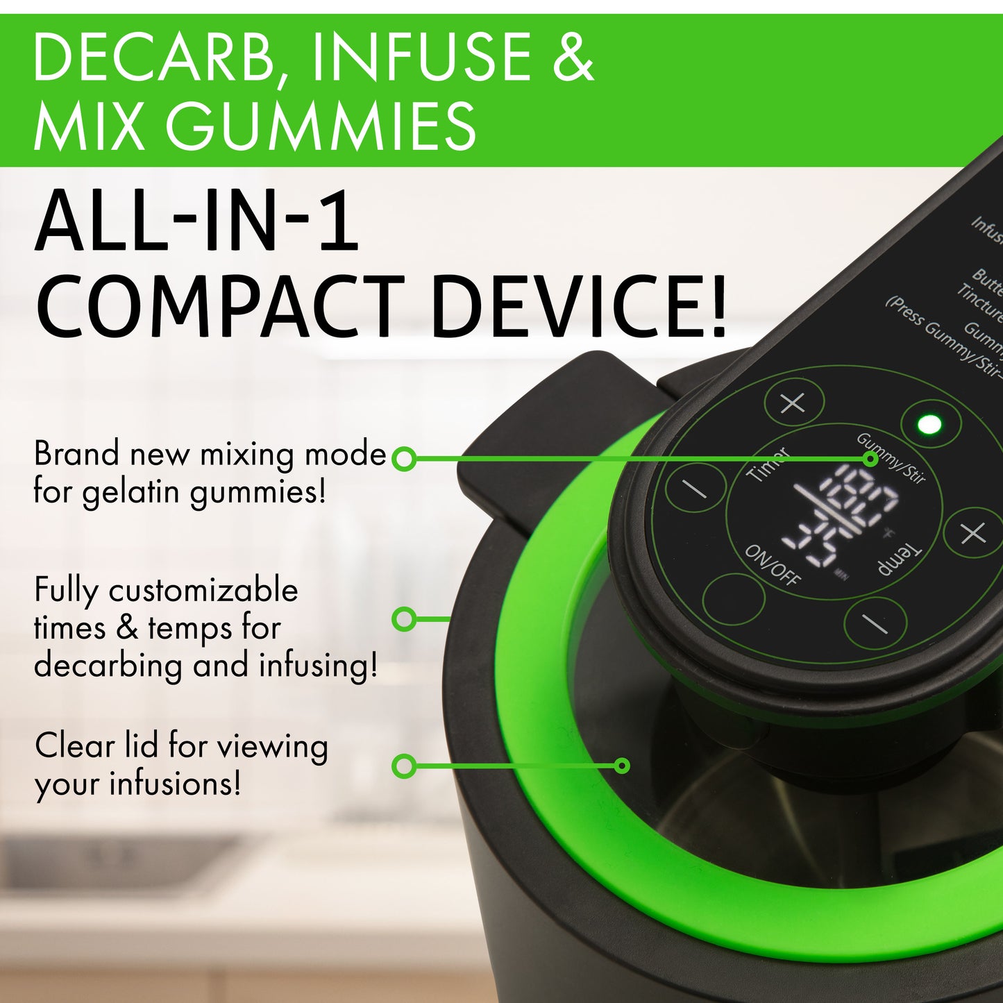 3-In-1 Magical Herb Infuser Machine, Decarboxylator & Gummy Maker. Magic Butter Maker Machine for creating Infused Butter, Gummies, Canna Herb Oil & More. Recipe Book & All Accessories