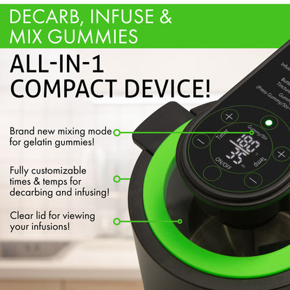 3-In-1 Magical Herb Infuser Machine, Decarboxylator & Gummy Maker. Magic Butter Maker Machine for creating Infused Butter, Gummies, Canna Herb Oil & More. Recipe Book & All Accessories