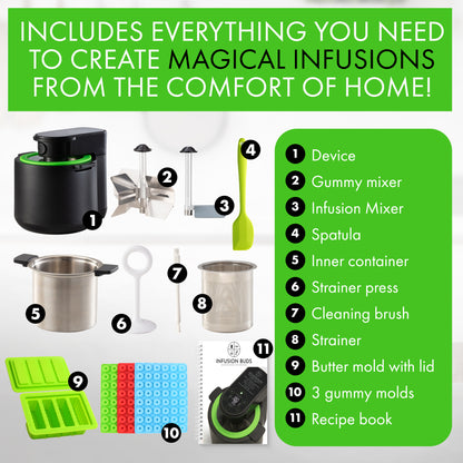 3-In-1 Magical Herb Infuser Machine, Decarboxylator & Gummy Maker. Magic Butter Maker Machine for creating Infused Butter, Gummies, Canna Herb Oil & More. Recipe Book & All Accessories