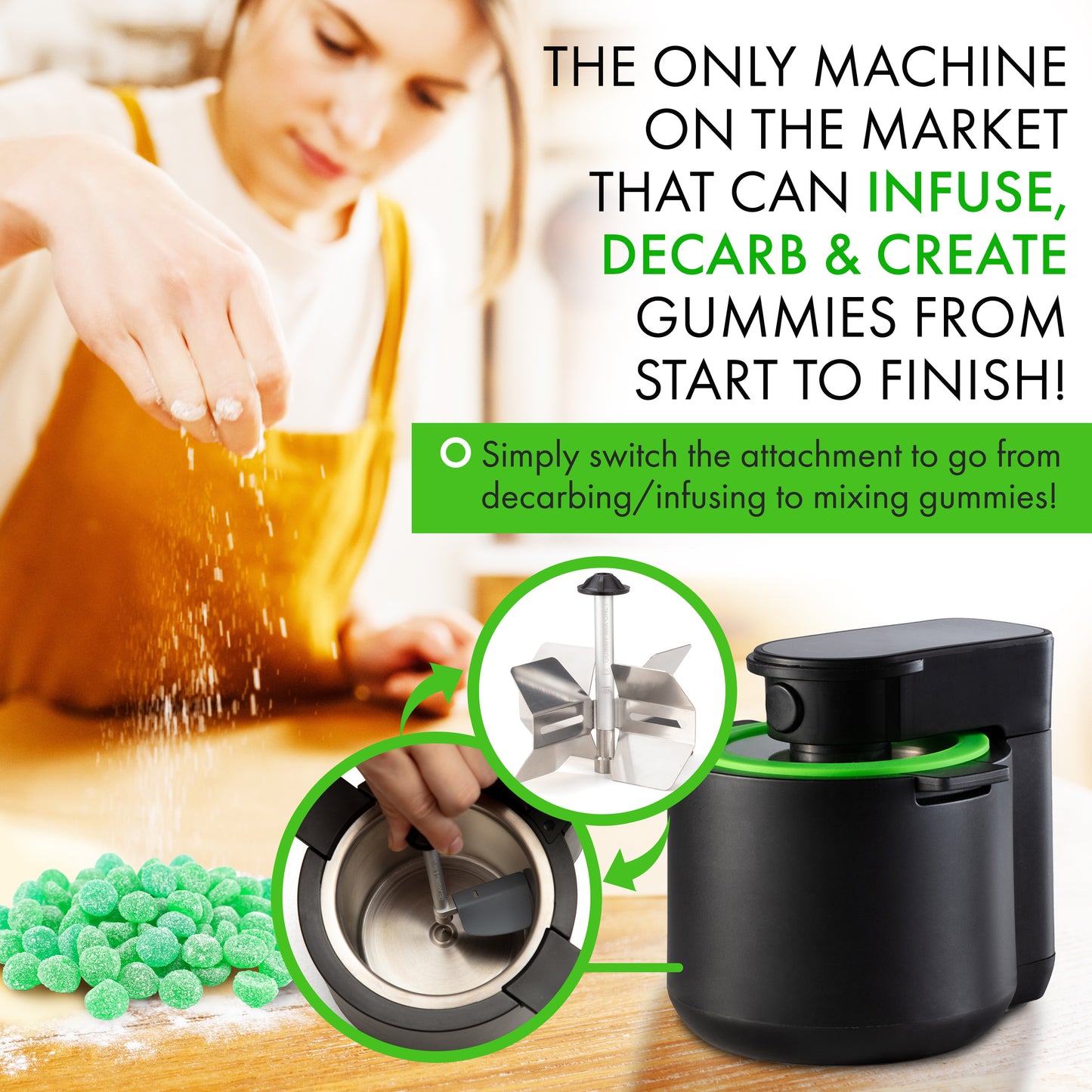 3-In-1 Magical Herb Infuser Machine, Decarboxylator & Gummy Maker. Magic Butter Maker Machine for creating Infused Butter, Gummies, Canna Herb Oil & More. Recipe Book & All Accessories
